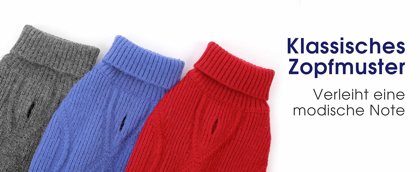 Теплий та м'який пуловер для собак Queenmore | Turtleneck для Corgi, Beagle, Французького бульдога, Шнауцера, Такси | Розмір L, Колір блакитний