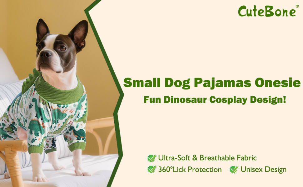 Костюм динозавра для собак CuteBone, піжама з еластичного спандексу, кристанового оксамиту, тепла та м'яка одежда для маленьких собак, теплий халат для домашніх тварин, COSP01S-DE S