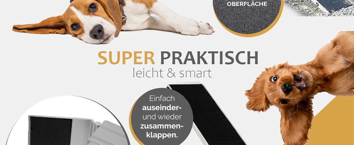 Рампа для собак Petigi: складана, з алюмінію, 183 см. Допомагає завантажуватись в машину