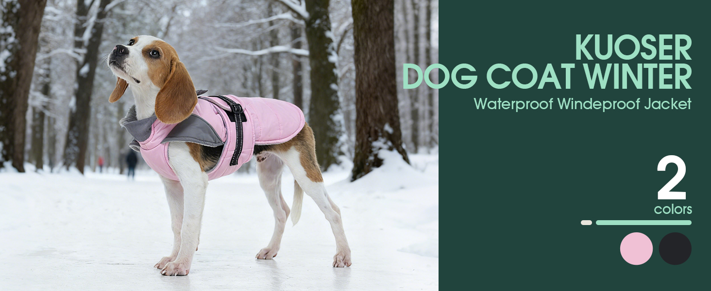 Водонепроникна та вітронепроникна куртка для собак Kuoser, теплий зимовий халат для великих собак, рожева XL