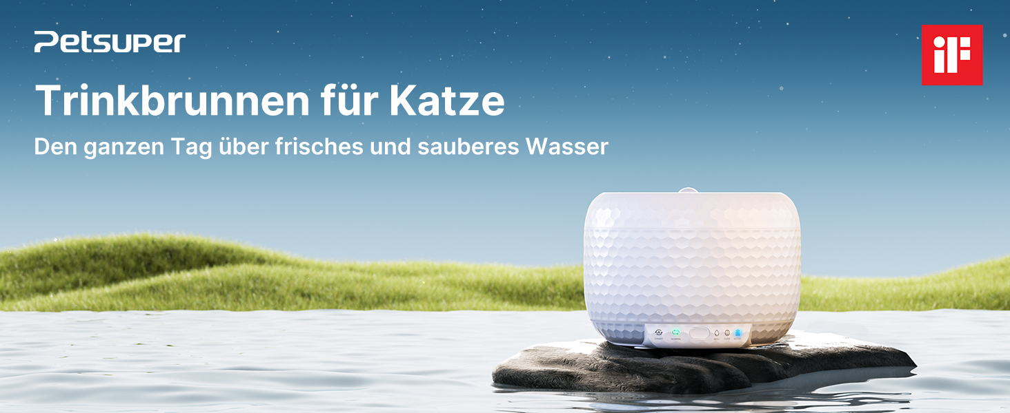 Водяний фонтанчик для котів, 1.8L, з тихим насосом та фільтром з активованого вугілля