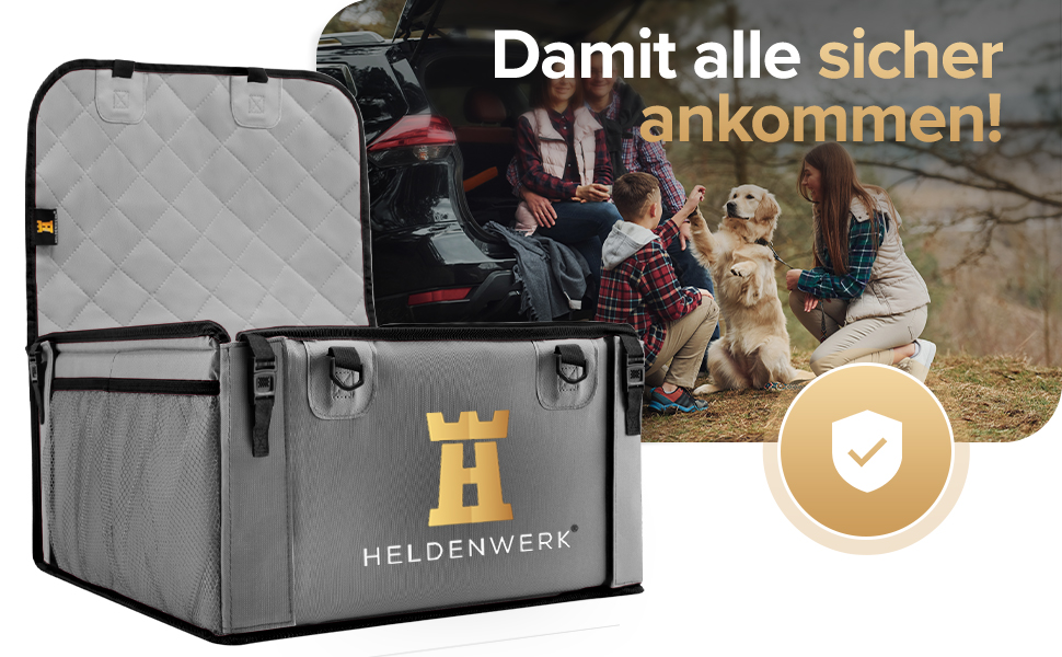 HELDENWERK Посилене автокрісло для собак, водонепроникне, 5 ременів, для переднього та заднього сидіння, бежеве, стандартний розмір