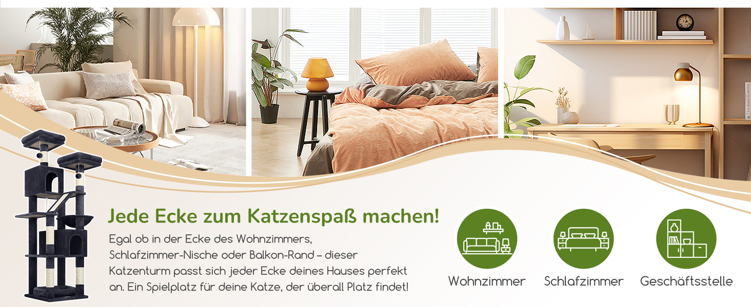 Комплекс для котів Globlazer з будиночками, лежаками та когтеточками, 189 см, XXL, темно-сірий