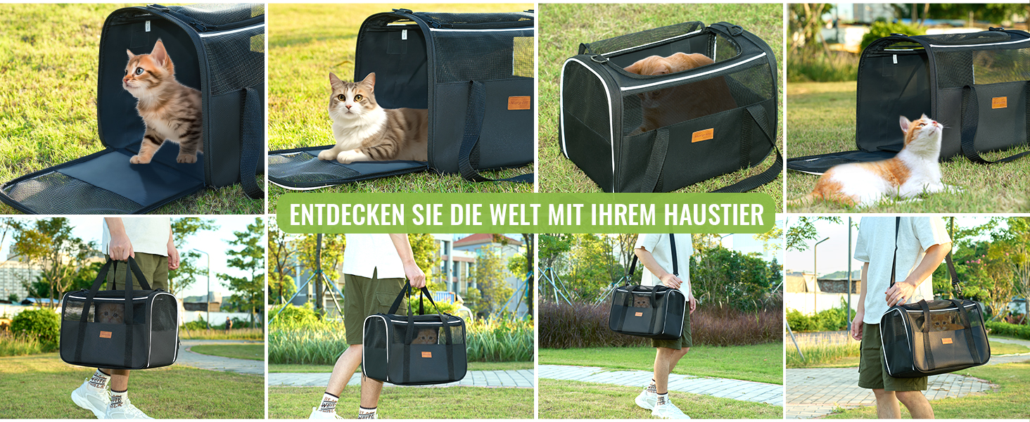 Транспортна переноска для котів та цуценят Morpilot до 5 кг, сіра, 40L, для ветеринара та подорожей