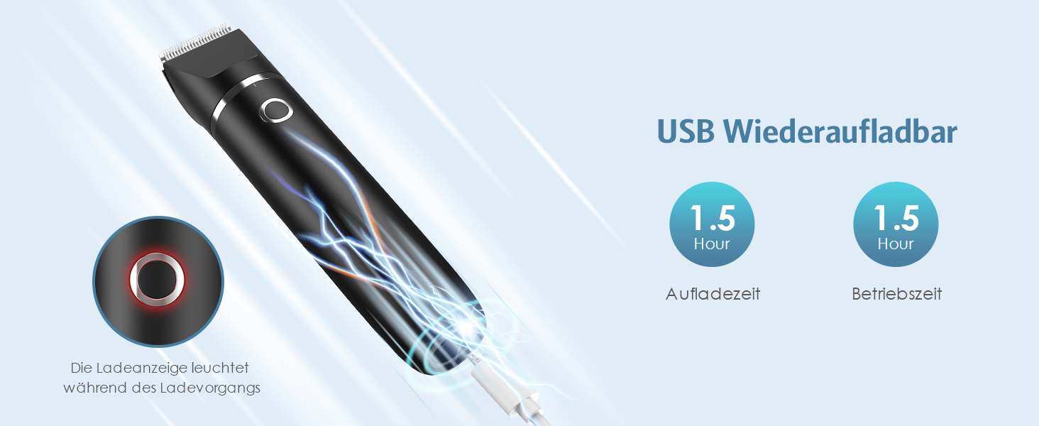 Триммер для обрізки кігтів собак з керамічним лезом - IPX7, USB, безпечний, тихий, чорний