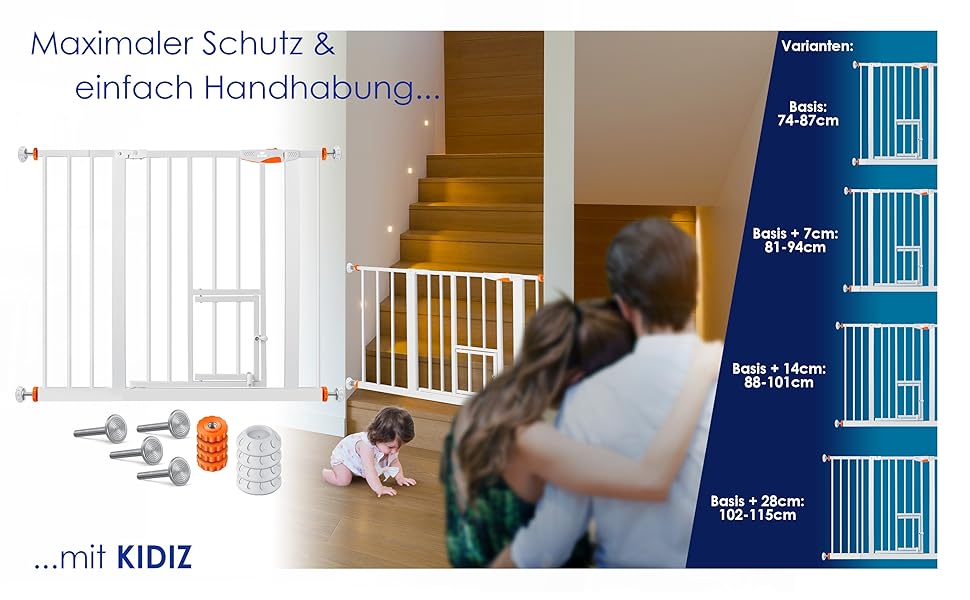 Захист для воріт KIDIZ®: сітка-захист для дітей, собак та котів, без свердління, розширювана, похила, оранжева (102-115 см)