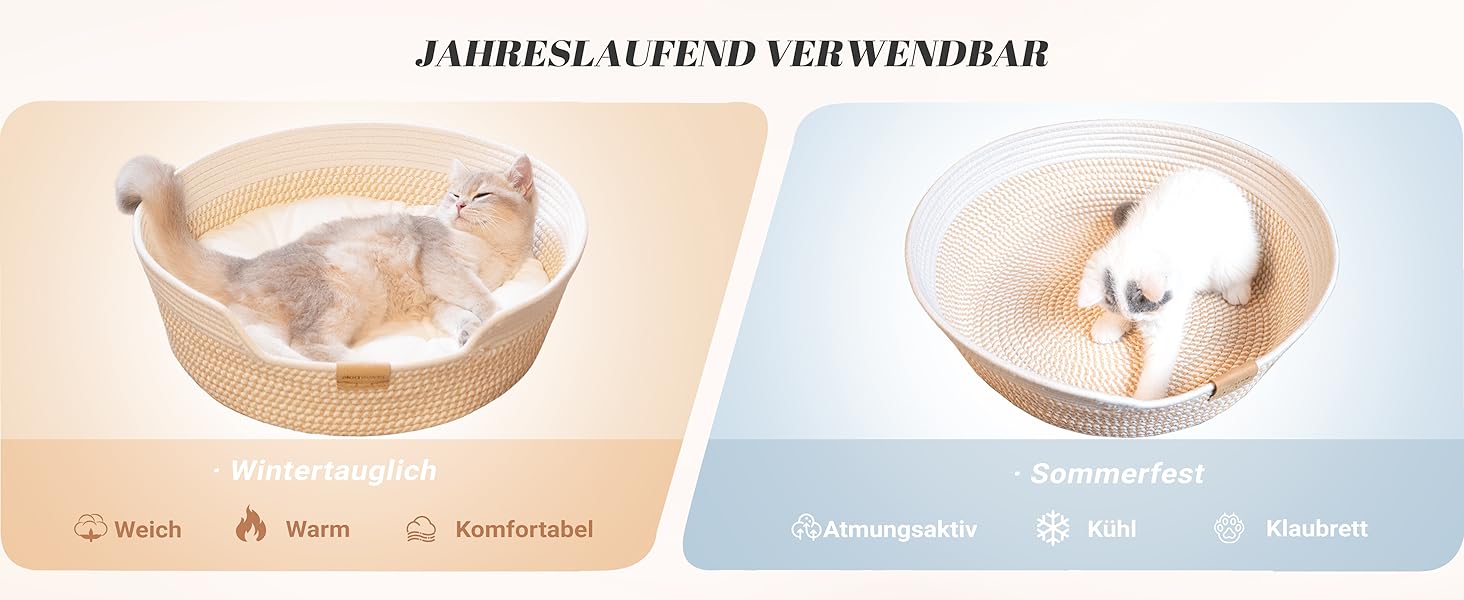 Килимок для котів CheerPals з подушкою, 47 см, бавовняне плетене ліжко, для сну, універсальний, підходить для всіх котів