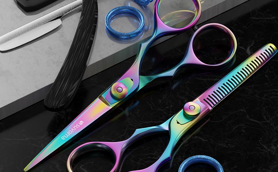 Набір професійних ножиць для стрижки волосся Suvorna 5.5 дюймів (2 шт.) - ножиці для фрізурів, барберські ножиці, ножиці для розрідження волосся. Для салонного використання.