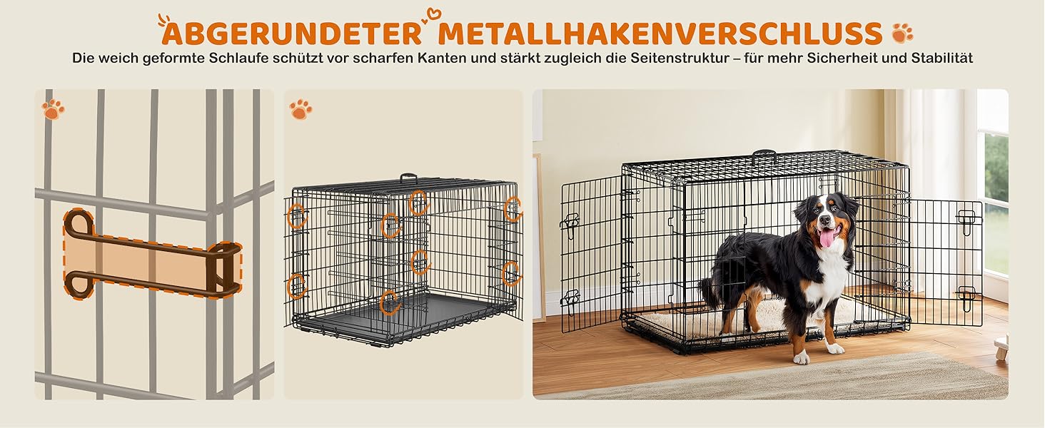 Клітка для собак Yaheetech 122x71x78 см, розкладна з перегородкою, 2 двері, чорна, для дому та транспортування