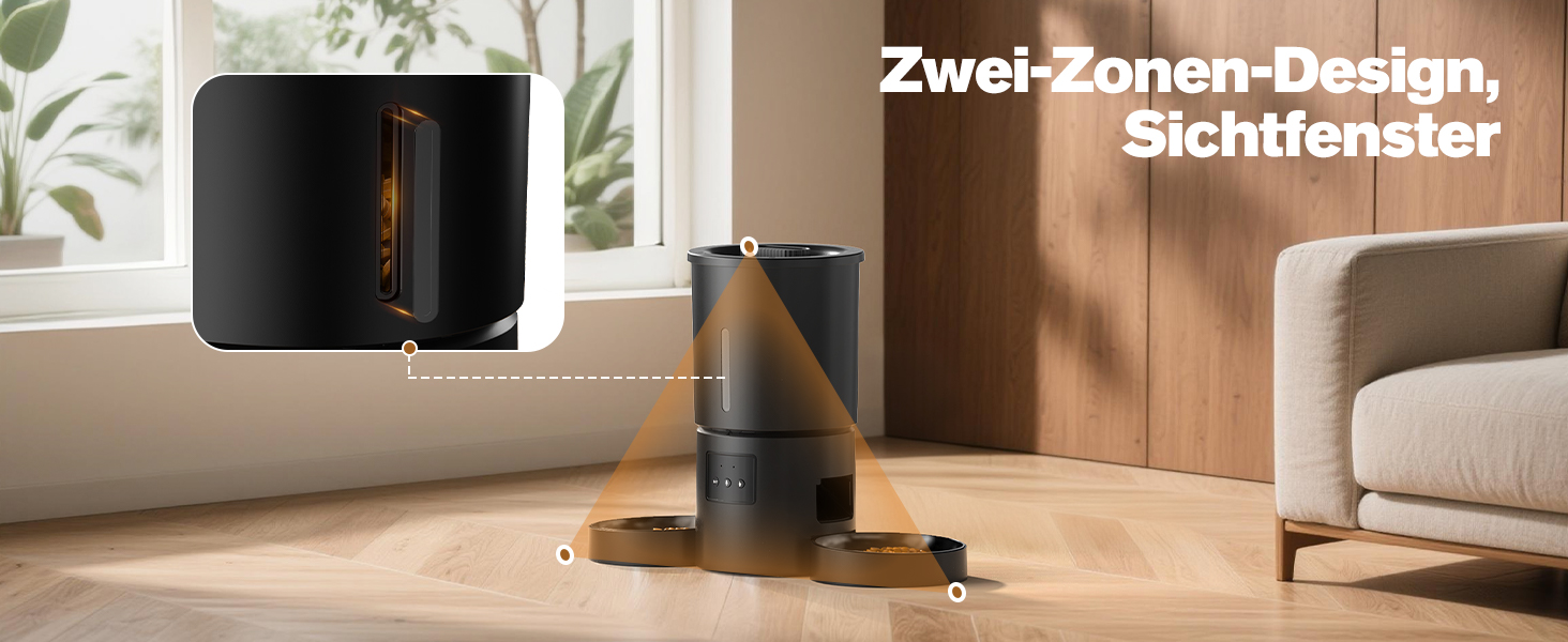 Автоматичний годівниця для котів AONBOY з двома мисками та Wi-Fi: 5L, таймер, для сухого корму, чорна