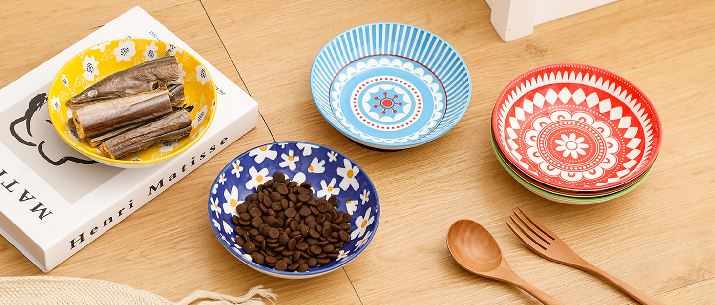 Набір мисок для котячого корму Napf Katze з кераміки, набір 6 шт. з антиковзною підкладкою, об'єм 250 мл, серія