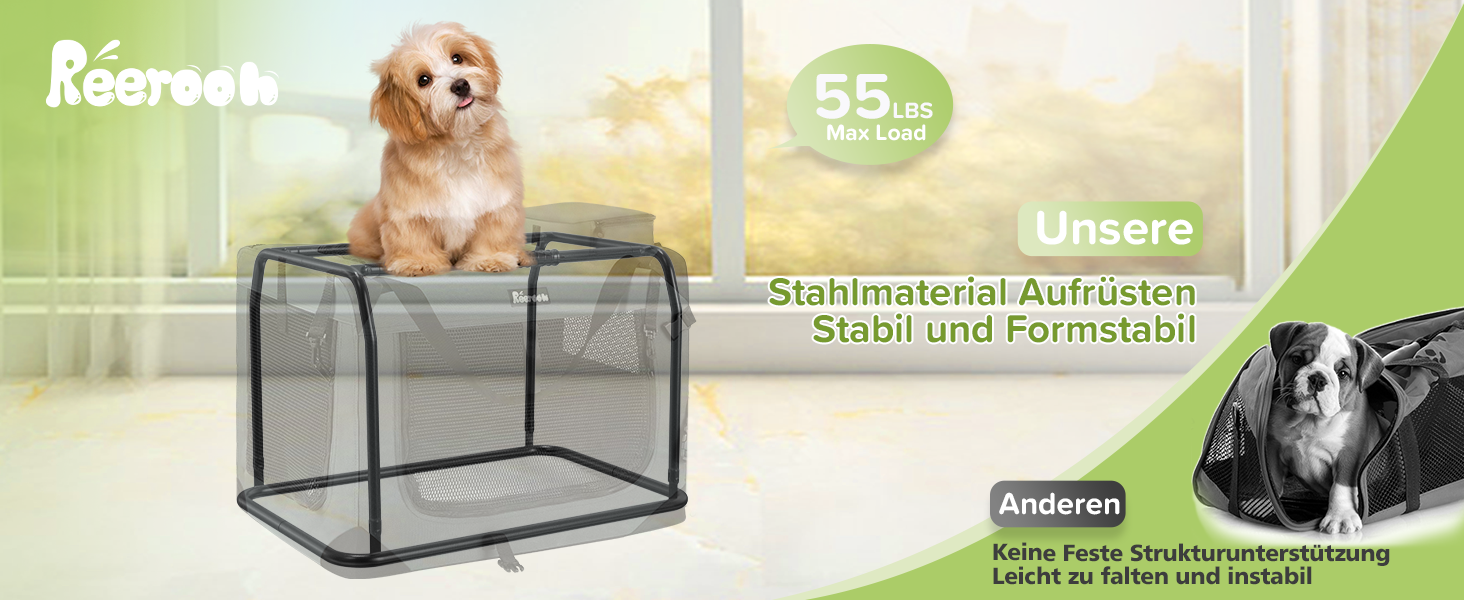 Транспортна переноска для собак та котів Reerooh XL, 81x58x58 см, складана, з мискою, для подорожей