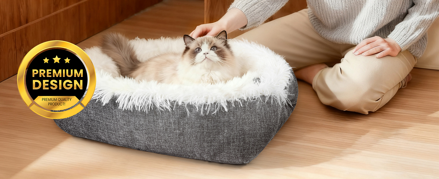 М'яке ліжко для котів, 60x45 см, плюшеве, для котів та маленьких собак, 2 в 1, тепле гніздо, ліжко-мішок, ковдра для котів, миється, розмір 91x71x3 см