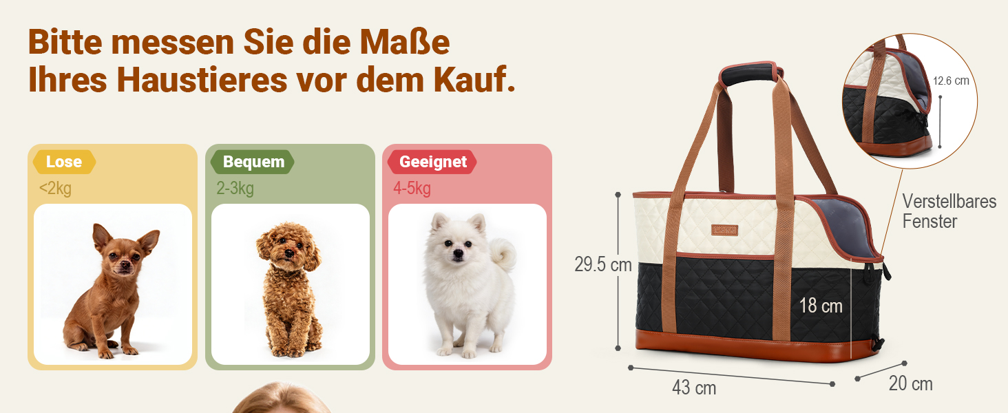 Транспортна сумка для собак та котів до 5 кг, чорно-бежева