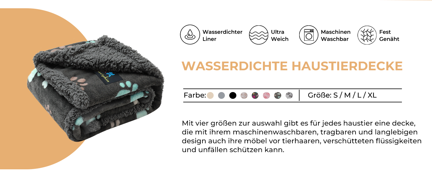Водонепроникний килимок для собак Luciphia, плюшевий, з флісу, для дому та вулиці, захисний для дивану, ліжка, автокрісла, меблів, сірий, розмір L (145 x 165 см)