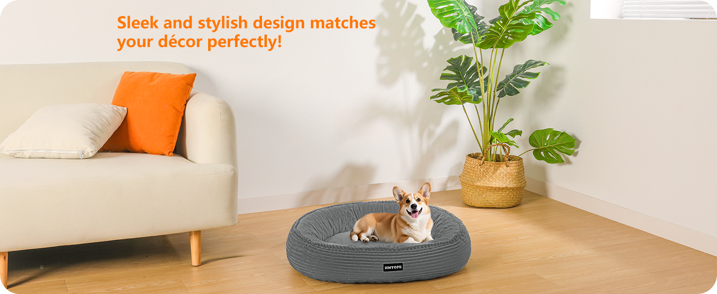 Кругле ліжко для собак середніх порід, котяче ліжко, зручне, знімний кошик, Ø 70 см, сірий колір, 70 x 70 x 20 см