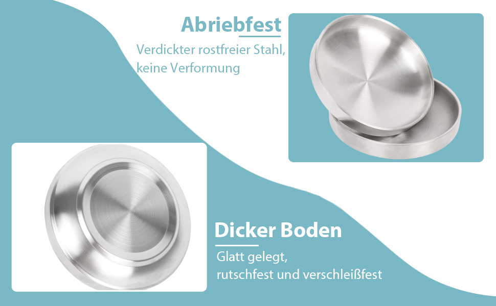 Миски для котів Lollanda Katzennapf Flach: 2 шт., нержавіюча сталь, 304, стійкі до перекидання, легко миються