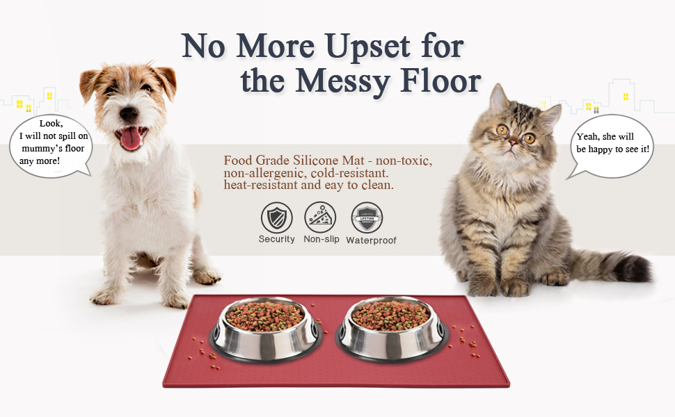 Підкладка під миску для собак та котів VIVAGLORY Grippymat, силіконова, чорна, 60x40 см