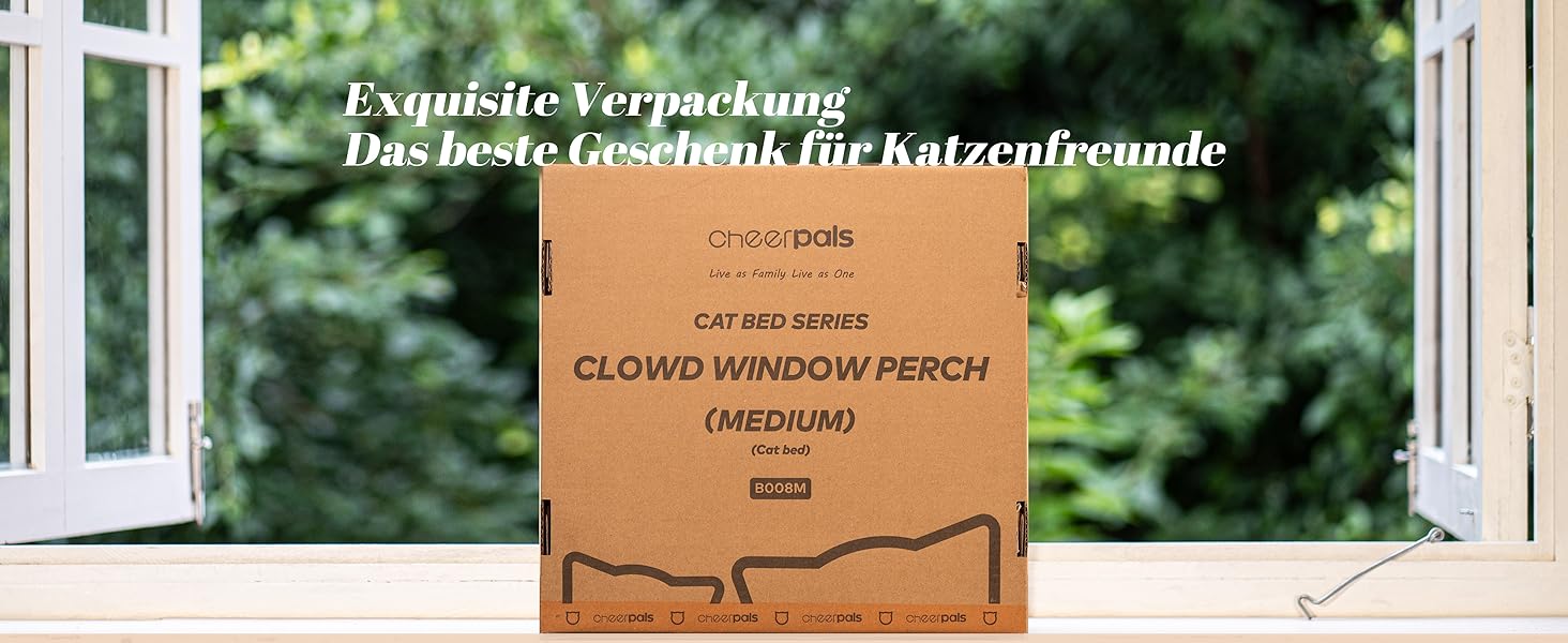 Кішка ліжко-гамак для вікна CheerPals, м'яка знімна наволочка, сталеве гніздо, до 18 кг, білий колір