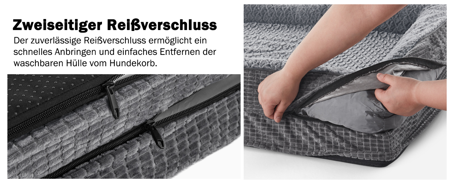 Ортопедичне ліжко для собак середніх та великих порід FURTIME, 89x64x18 см, сірий колір. Знімний та миючий кошик для собак з Memory Foam, з високим бортиком та антиковзким покриттям.