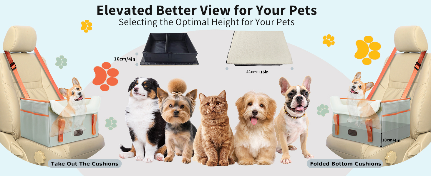 Автокрісло для собак, корзина для собак у машину, водовідштовхувальне, складане з фіксатором, для маленьких собак до 8 кг, на передні та задні сидіння, хакі
