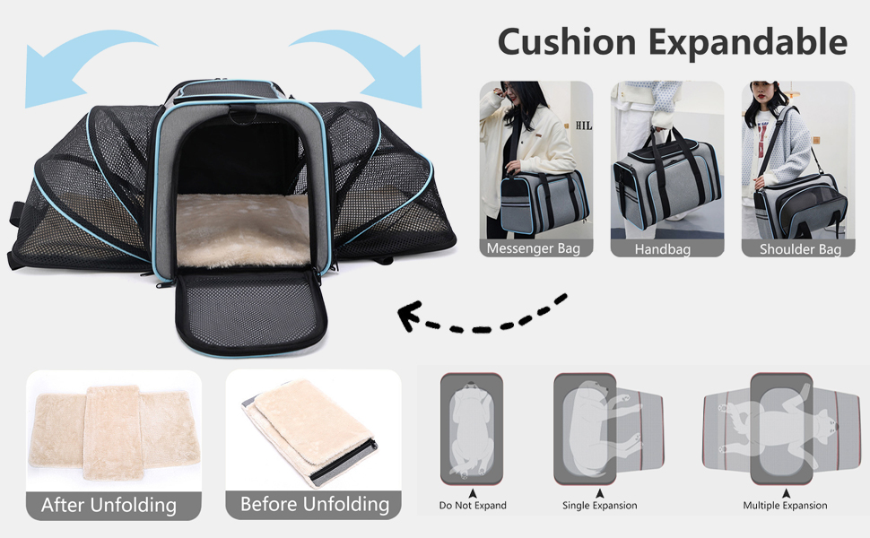 Транспортна сумка для котів та собак PETCUTE, складана переноска для тварин з підкладкою, шлейкою, дихаюча сумка для автопоїздок, чорно-помаранчевий колір