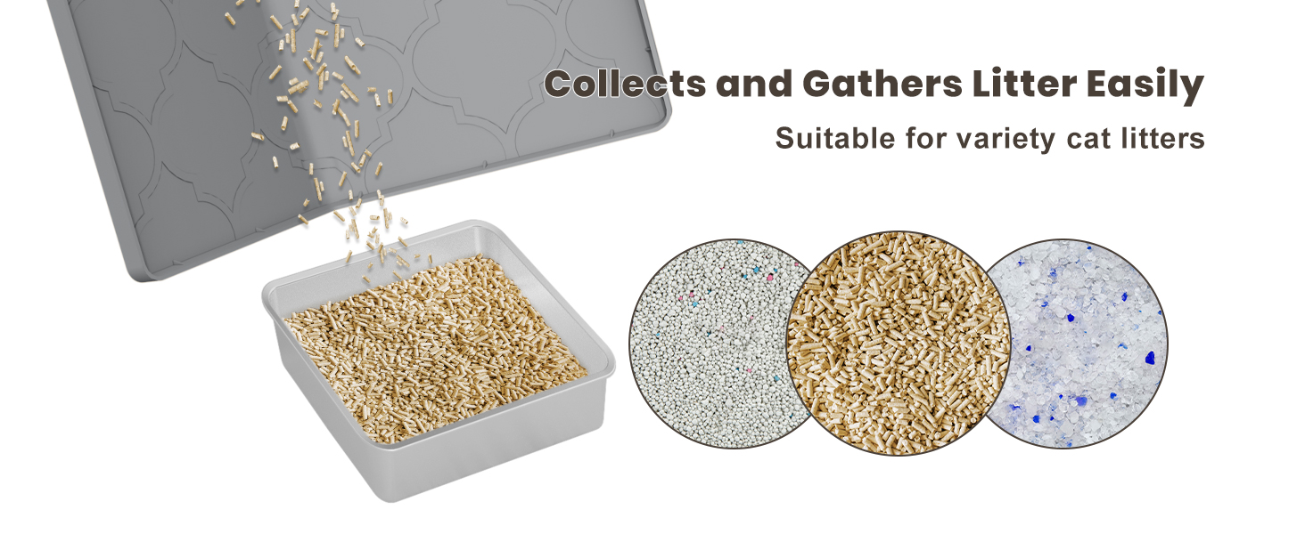 Силіконова килимок під лоток для котів, 86x56 см, вологостійкий, легко чиститься, не слизький, сірий