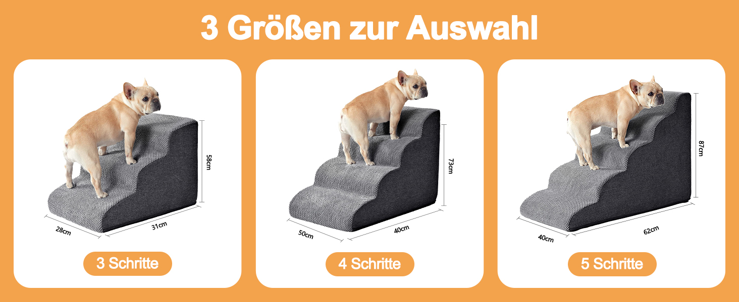 Сходинка для собак Galatée: зручна та стабільна, 5 сходинок, знімний, пральний чохол, протиковзка, для диванів, ліжок та авто