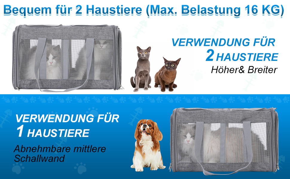 Транспортна переноска для котів та собак Pawlen (53x43x33 см) з м'яким килимком, сіра, розкладна