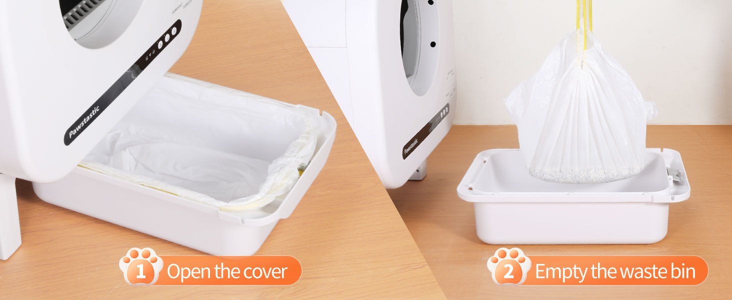 Автоматичний лоток для котів 68л з самоочищенням, з APP-керуванням, захистом та нейтралізатором запаху, з килимком та 2 рулонами сміттєвих пакетів, для кількох котів