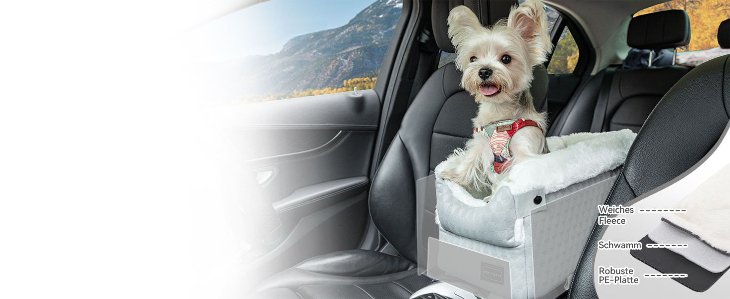 PETSFIT Автокрісло для собак у середню консоль авто, сіре та біле, до 4 кг
