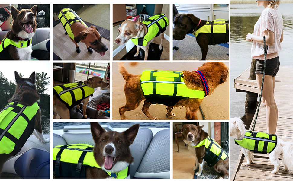 Жилет для плавання собак, жилет для собак, надувний жилет для собак з ручкою та світловідбиваючими смугами (S, зелений)