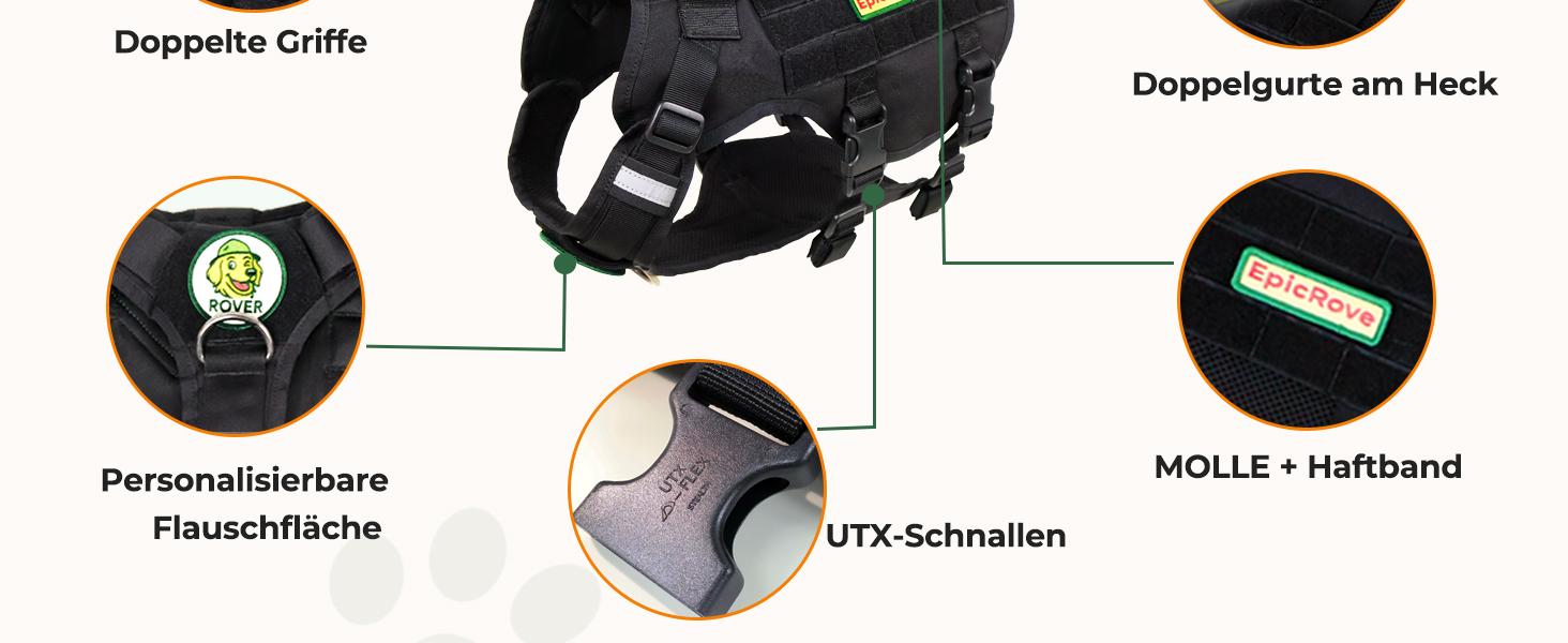 Шлейка для собак EpicRove RoveVest Air, чорна, L – легка, дихаюча, регульована, для прогулянок та активного відпочинку