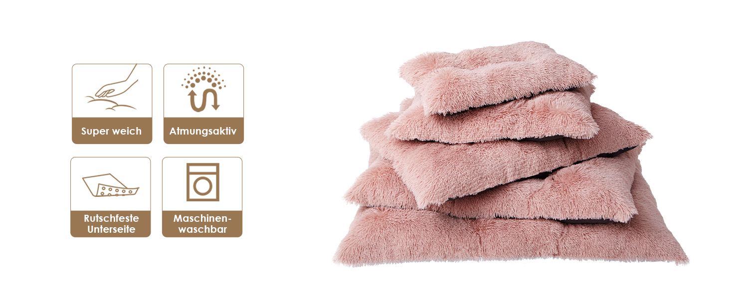 М'яке ліжко для собак EHEYCIGA, великі породи XXL, 120x90 см, рожеве, знімний чохол, неслизьке, з довгим плюшем