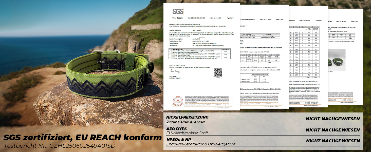 Нашийник для собак Premium NeckShield Kontroll – 5 см, з посиленим амортизуючим наповнювачем, сертифікована безпека SGS, професійний захист для великих і дуже великих собак, 50-58 см, колір Джунглі Ніч