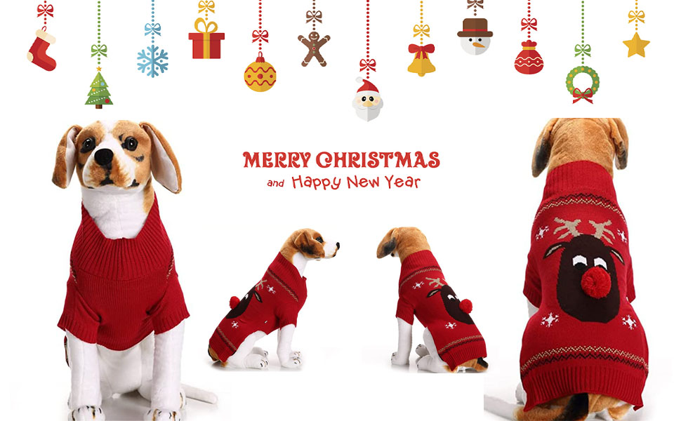 Пуловер для собак ABRRLO з бавовни, теплий зимовий костюм для святкування Нового року, розмір XXL, KitzD