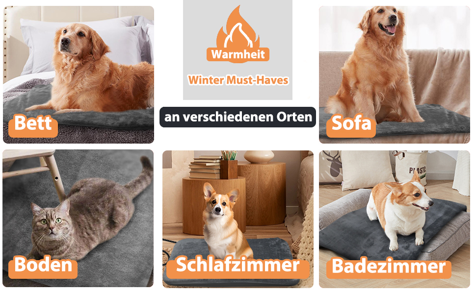 Грілка для котів та собак 70x45 см з терморегулятором, вологостійка, з таймером, 2 чохли сірого кольору