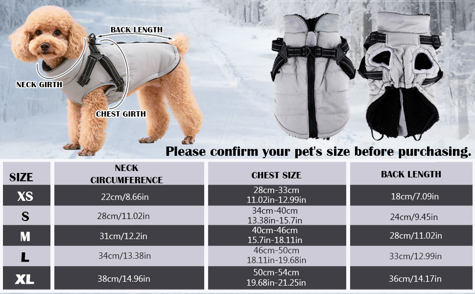 Зимовий одяг для собак ZoneYan, чорний, XS: теплий, водовідштовхуючий, з регулюванням та світловідбиваючими елементами