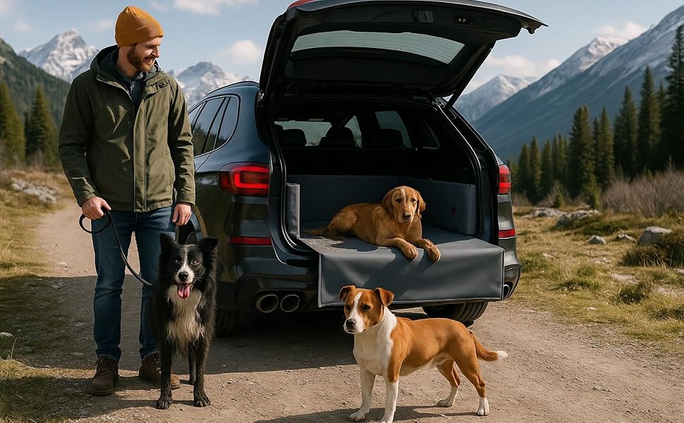 Килимок у багажник для собак Golden Dog, захист сидінь авто, штучна шкіра, 100 x 80 см, сірий