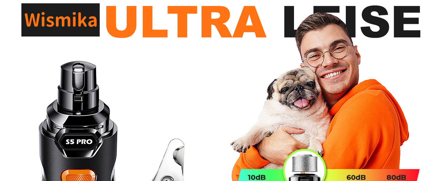 Електрична машинка для підстригання кігтів собак та котів: тиха, з LED-підсвіткою та 2 швидкостями | Перезаряджувана з 3 насадками та аксесуарами | Для безпечного догляду за кігтями