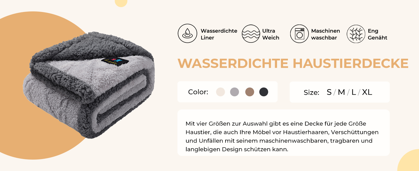 Водонепроникний килимок для собак Luciphia, миючий, для собак, котів, цуценят, теплий, м'який, флісовий, шерпа, для ліжка, дивана, софи, (102*145см) (145*165см)