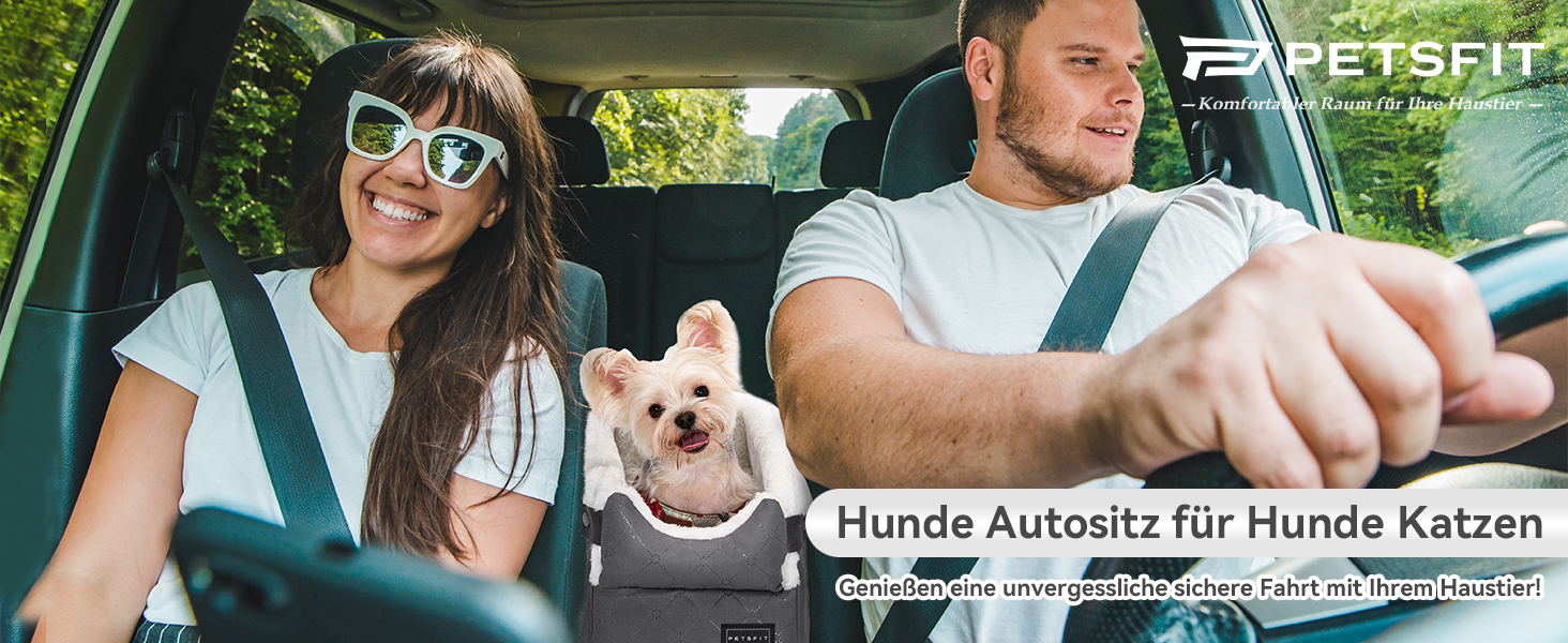 Автокрісло для собак PETSFIT - середньою консоллю, для маленьких собак до 4 кг, сірий колір