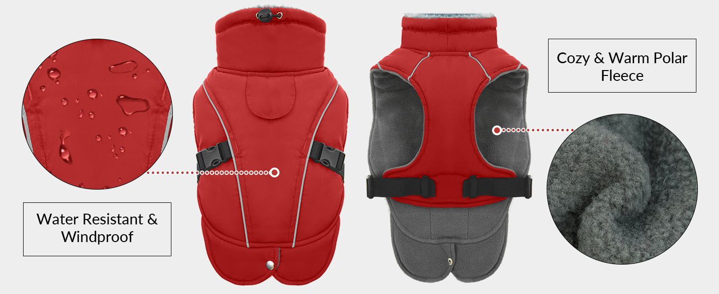 Водонепроникний зимовий теплий одяг для собак - куртка, жилет для чихуахуа, французького бульдога (Червоний, S)