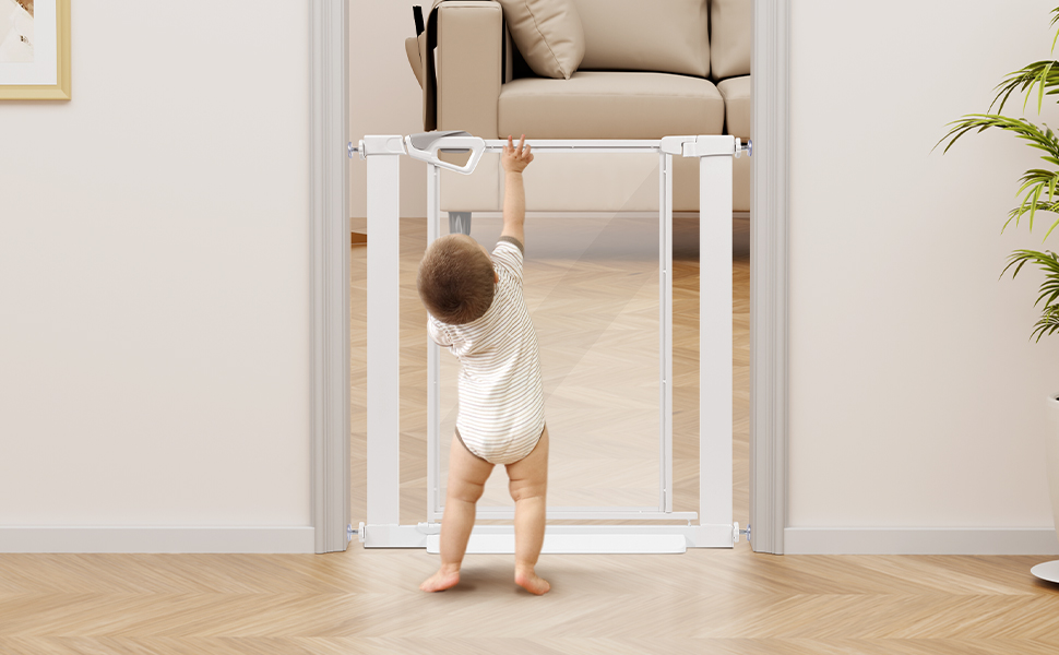 Ворота для собак Unipaws: прозорі, без свердління, ширина 74-109 см, для дверних прорізів та сходів, білий колір