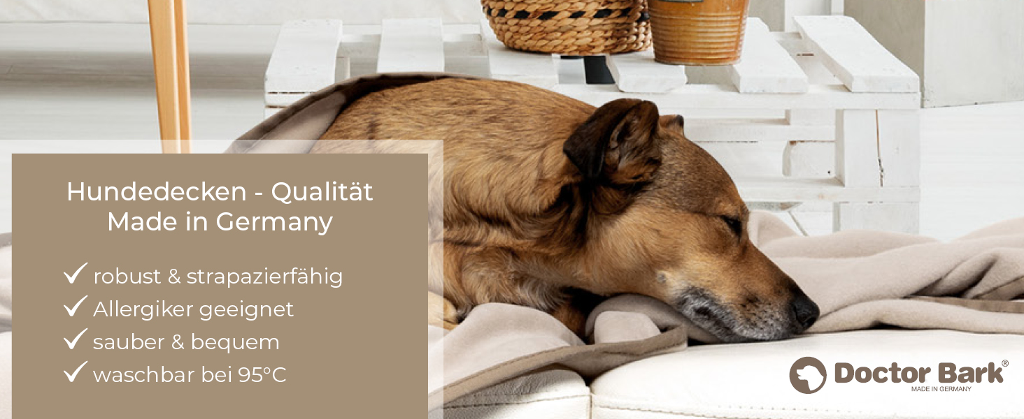 М'яка ковдра для собак Doctor Bark, 100x70 см, блакитна, миюча до 95°C, флісова, Made in Germany