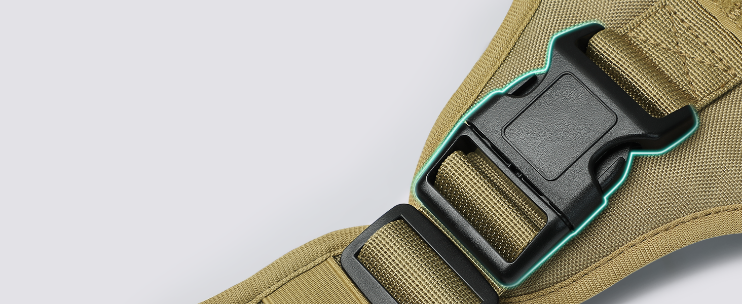 Шлейка для собак Rabbitgoo для великих собак без натягу, тактична нагрудна шлейка з MOLLE, металеві пряжки, дихаюча, військова, регульована, з підкладкою, L (1 шт., коричнева)