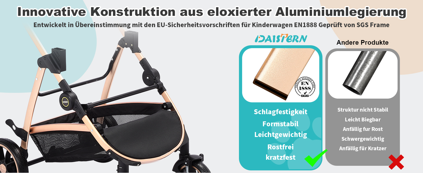 Візок для собак DAISTERN, чорний, до 25 кг, 4-в-1, алюмінієвий, з поворотним колесом EVA та гальмом