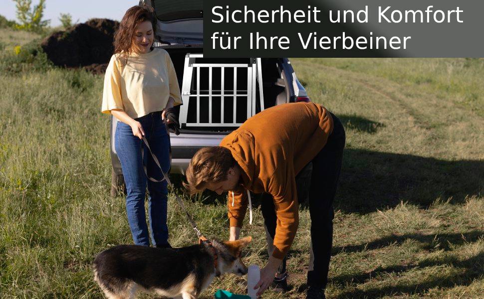 Алюмінієва переносна коробка для собак Defacto – міцна переноска для тварин, 89x69x50 см (Чорний)