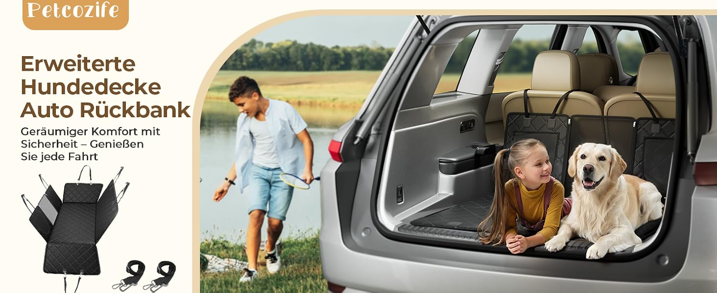 Килимок для собак у машину з жорсткою основою | Водонепроникний, антиковзний, захисний чохол на заднє сидіння авто | Килимок-матрас для собак XXL з 6 шарами та 2 фіксаторами для ременів безпеки