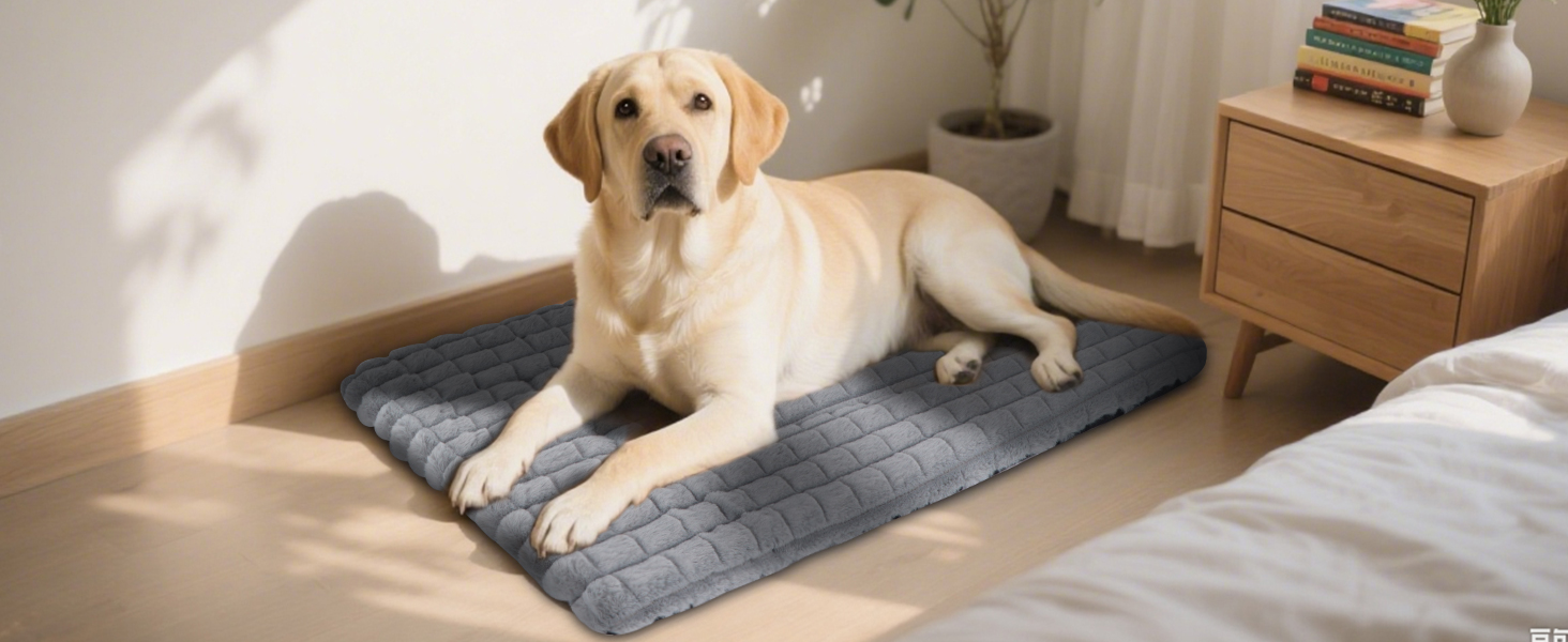 М'яке ортопедичне ліжко для собак BVAGSS, 100x80 см, сірий колір, з неслизьким дном, миється, плюшеве, для маленьких, середніх та великих собак